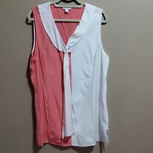 Spanner Sleeveless Coral and White Women's Top Size 16